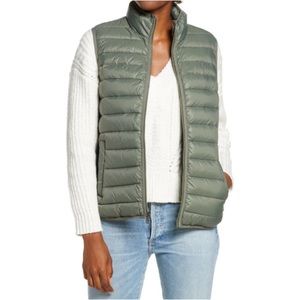 UGG Felton Water Resistant Stand Collar Synthetic Down Puffer Vest, Olive, Large